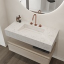Simplicity Silestone Single Wall-Hung Washbasin White Arabesque Side View