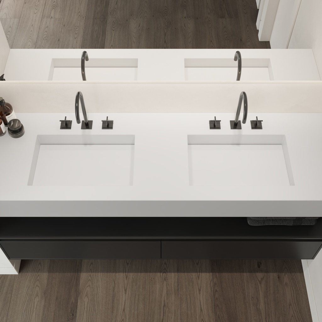 Silence Silestone Double Wall-Hung Washbasin Iconic White Top View