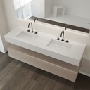Simplicity Silestone Double Wall-Hung Washbasin Iconic White Side View