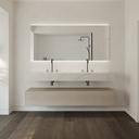 Simplicity Silestone Double Wall-Hung Washbasin Et Calacatta Gold Front View