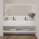 Perseus Deep Corian Double Wall-Hung Washbasin Glacier White Front View