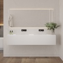 Energy Deep Corian Double Wall-Hung Washbasin Glacier White Front View