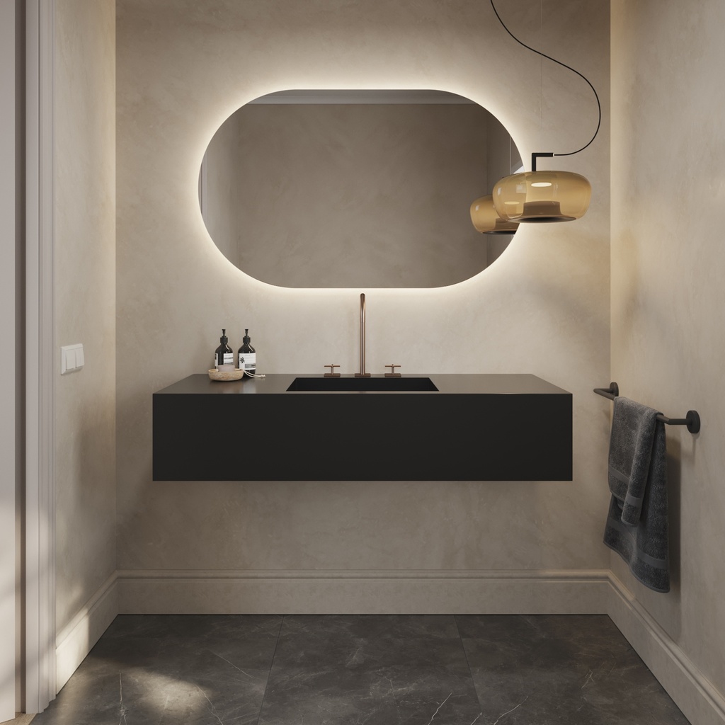 Cassiopeia Deep Corian Single Wall-Hung Washbasin Deep Nocturne Front View